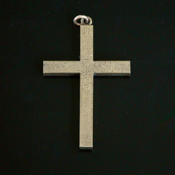 Antique Victorian Etched Gold Religious Cross Pendant - Picture 2 of 3